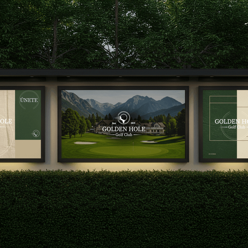 Golden Hole: detalle de packaging y diseño visual para club de golf premium realizado por DAROX
